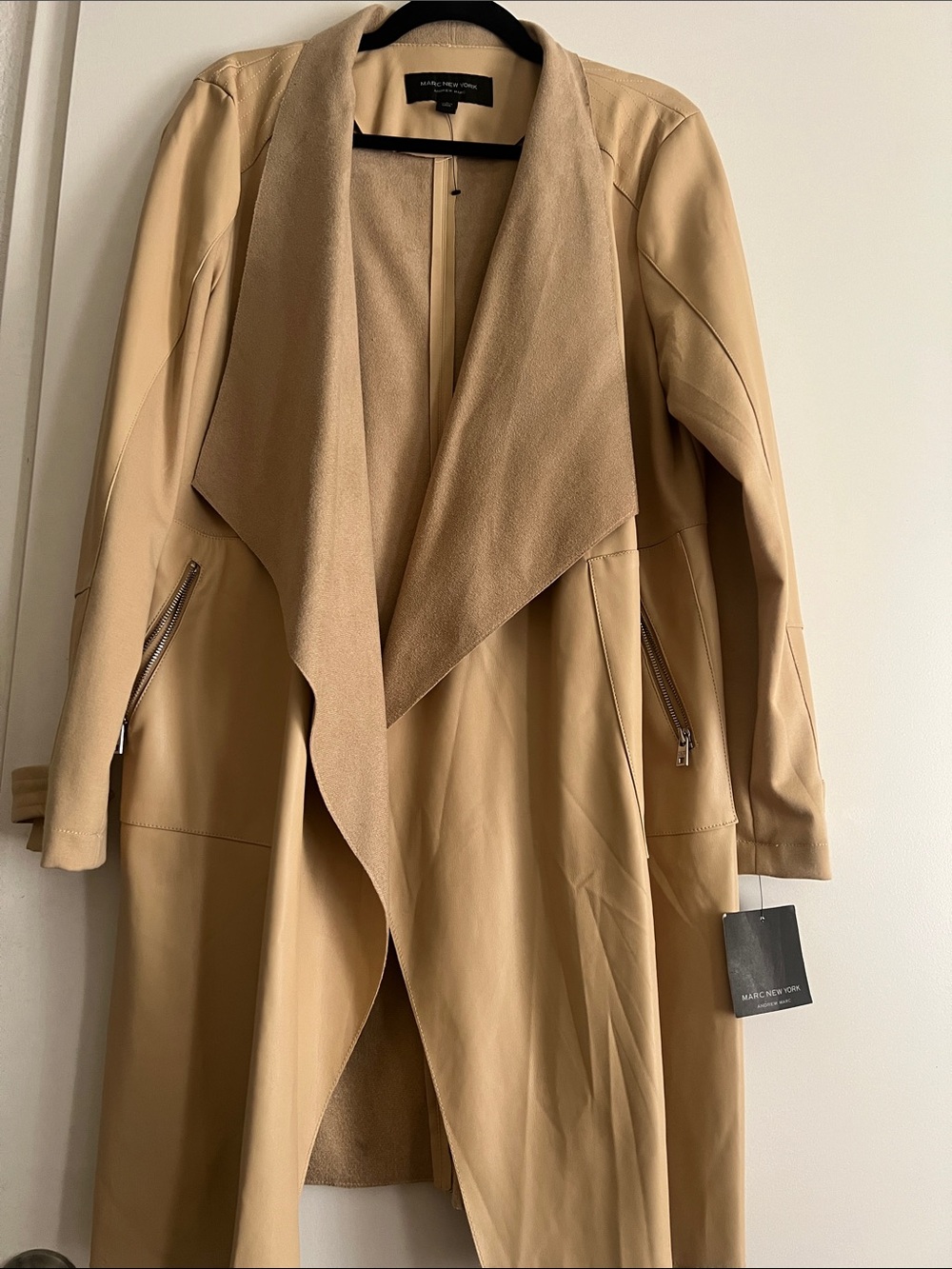 Adrienne Vittadini Camel Draped Trench Coat